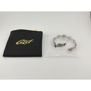 GLD Diamond Infinity Flower Cuff Bracelet 7.5" White Gold Finish‎ New